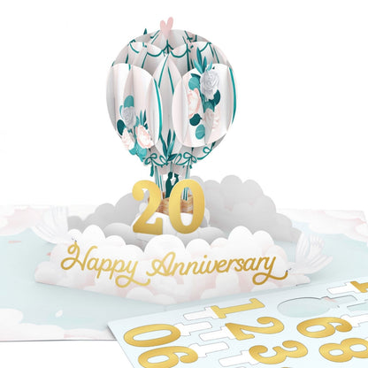 Origamo Pop-Up Anniversary Card & Numbers To Insert Handmade Fold-Out 3D Cards