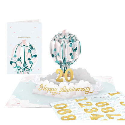 Origamo Pop-Up Anniversary Card & Numbers To Insert Handmade Fold-Out 3D Cards