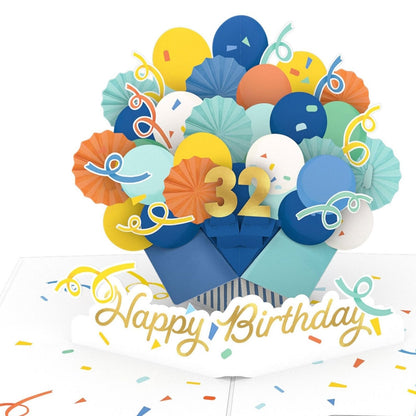 Origamo Pop-Up Birthday Card Blue With Numbers Any Age Handmade Fold-Out Cards