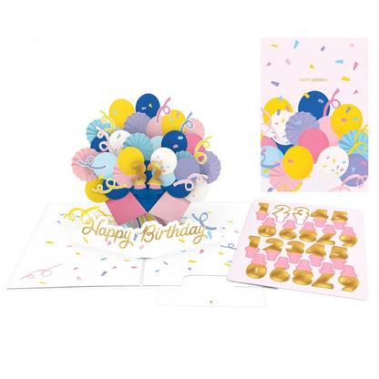 Origamo Pop-Up Birthday Card Pink With Numbers Any Age Handmade Fold-Out Cards