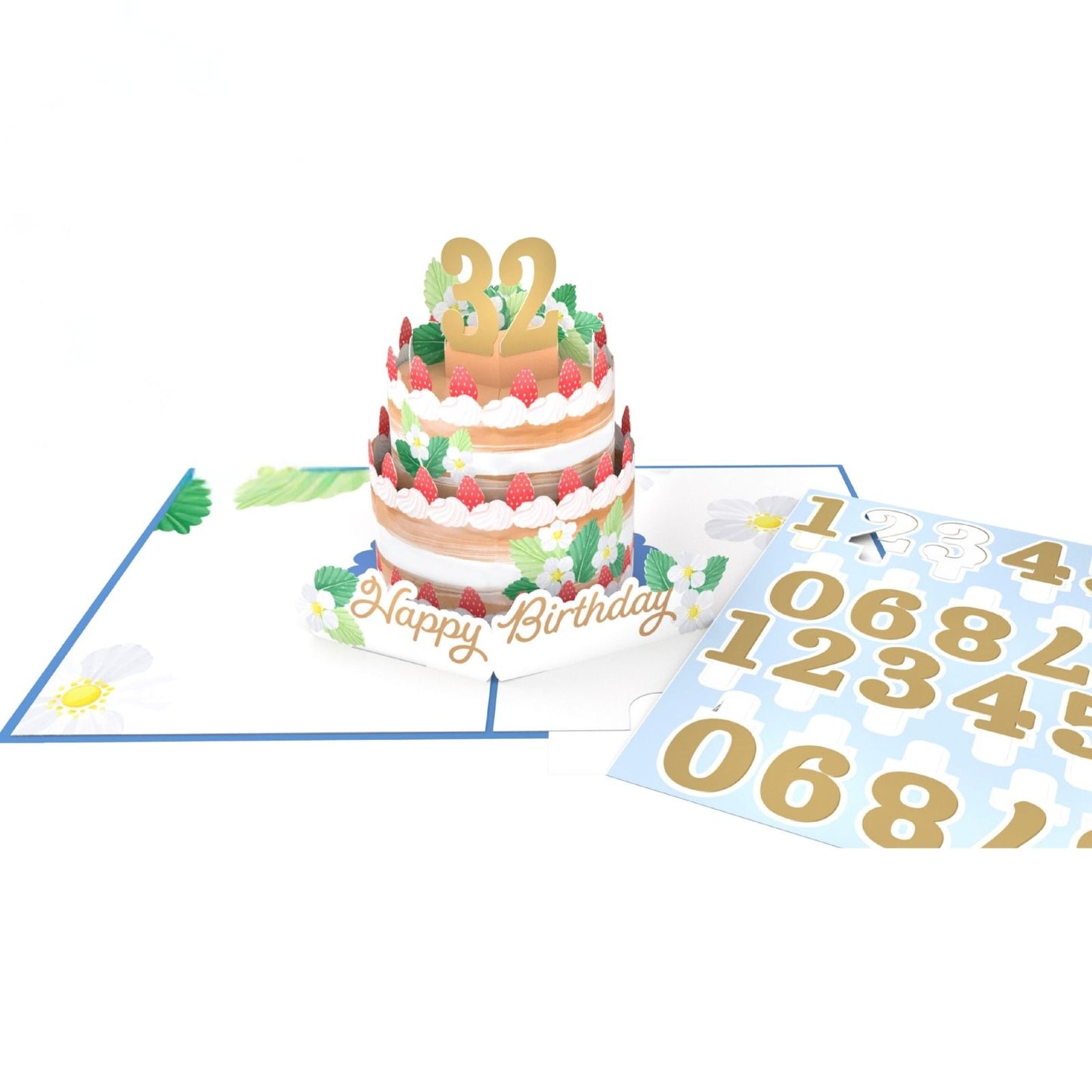 Origamo Pop-Up Birthday Card Cake With Numbers Any Age Handmade Fold-Out Cards