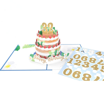 Origamo Pop-Up Birthday Card Cake With Numbers Any Age Handmade Fold-Out Cards