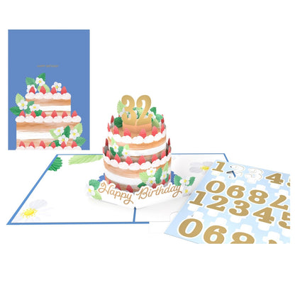 Origamo Pop-Up Birthday Card Cake With Numbers Any Age Handmade Fold-Out Cards