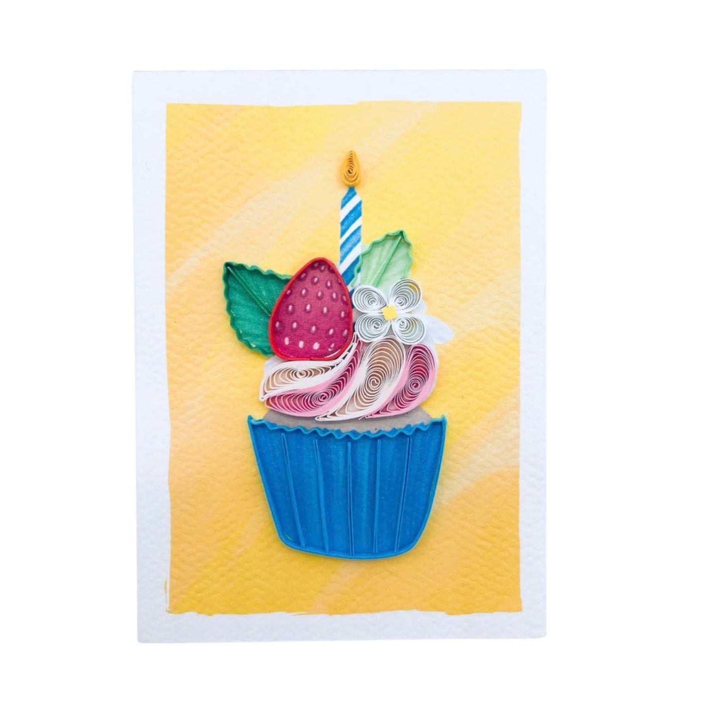 Origamo Blue Birthday Cupcake Mini Quilled Handmade Greeting Card For Birthdays
