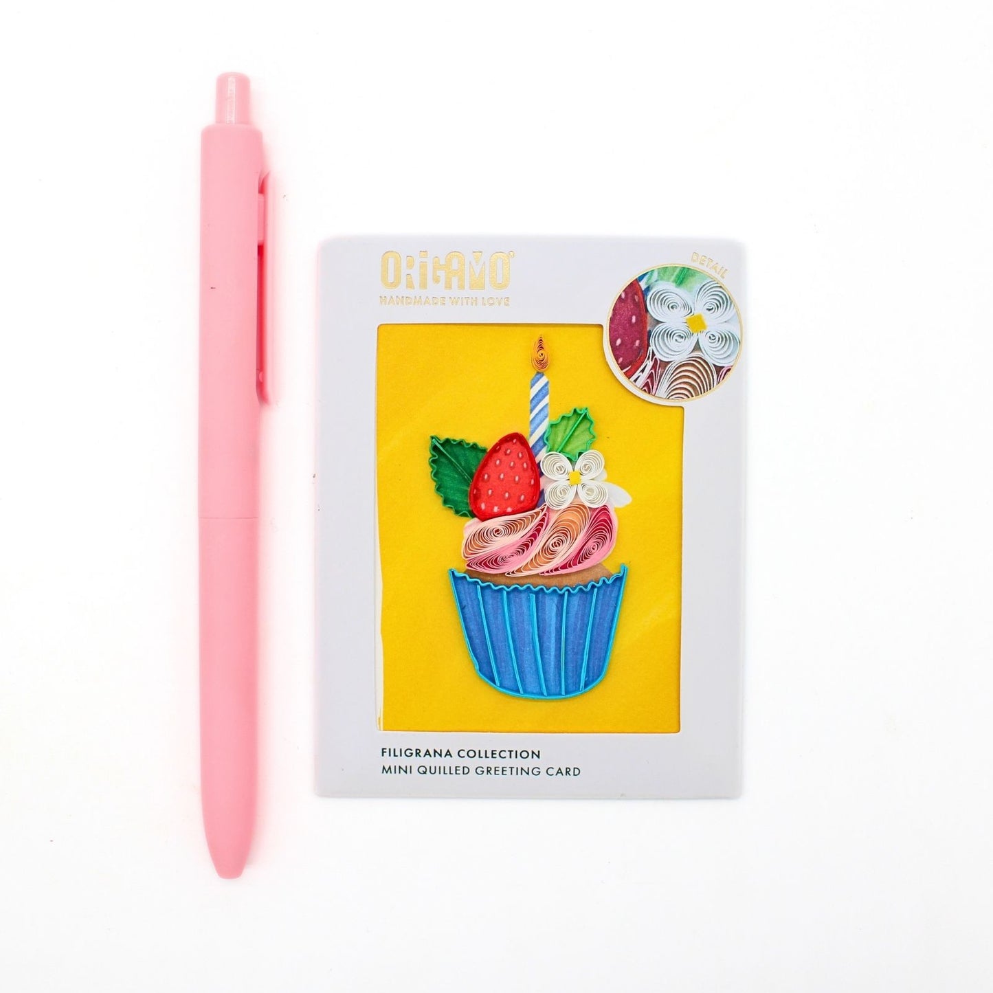 Origamo Blue Birthday Cupcake Mini Quilled Handmade Greeting Card For Birthdays