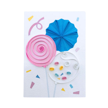 Origamo Pink Birthday Balloons Mini Quilled Handmade Greeting Card For Her