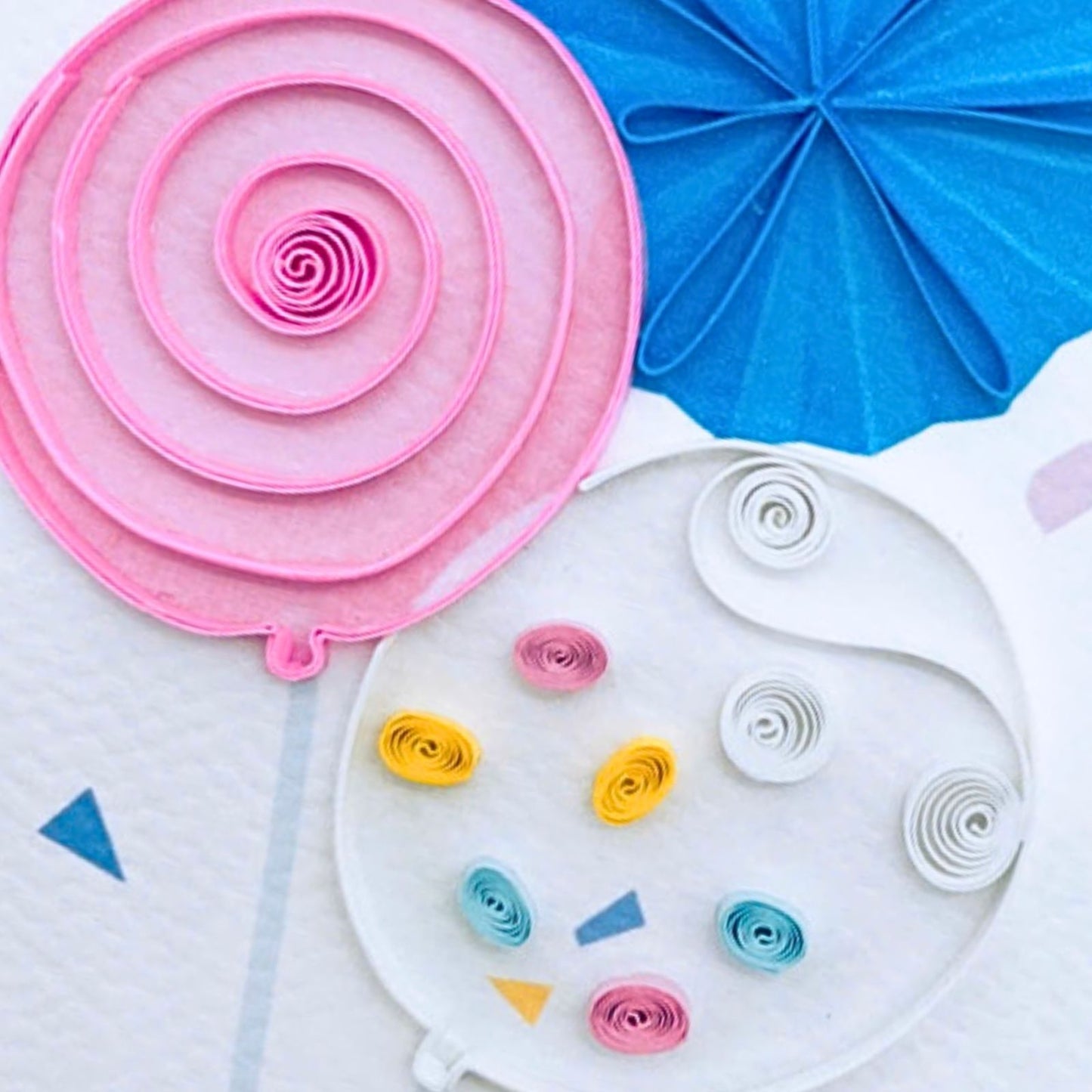 Origamo Pink Birthday Balloons Mini Quilled Handmade Greeting Card For Her
