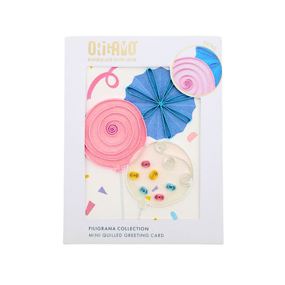 Origamo Pink Birthday Balloons Mini Quilled Handmade Greeting Card For Her