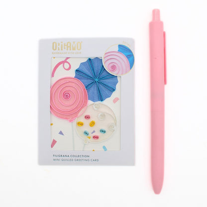 Origamo Pink Birthday Balloons Mini Quilled Handmade Greeting Card For Her