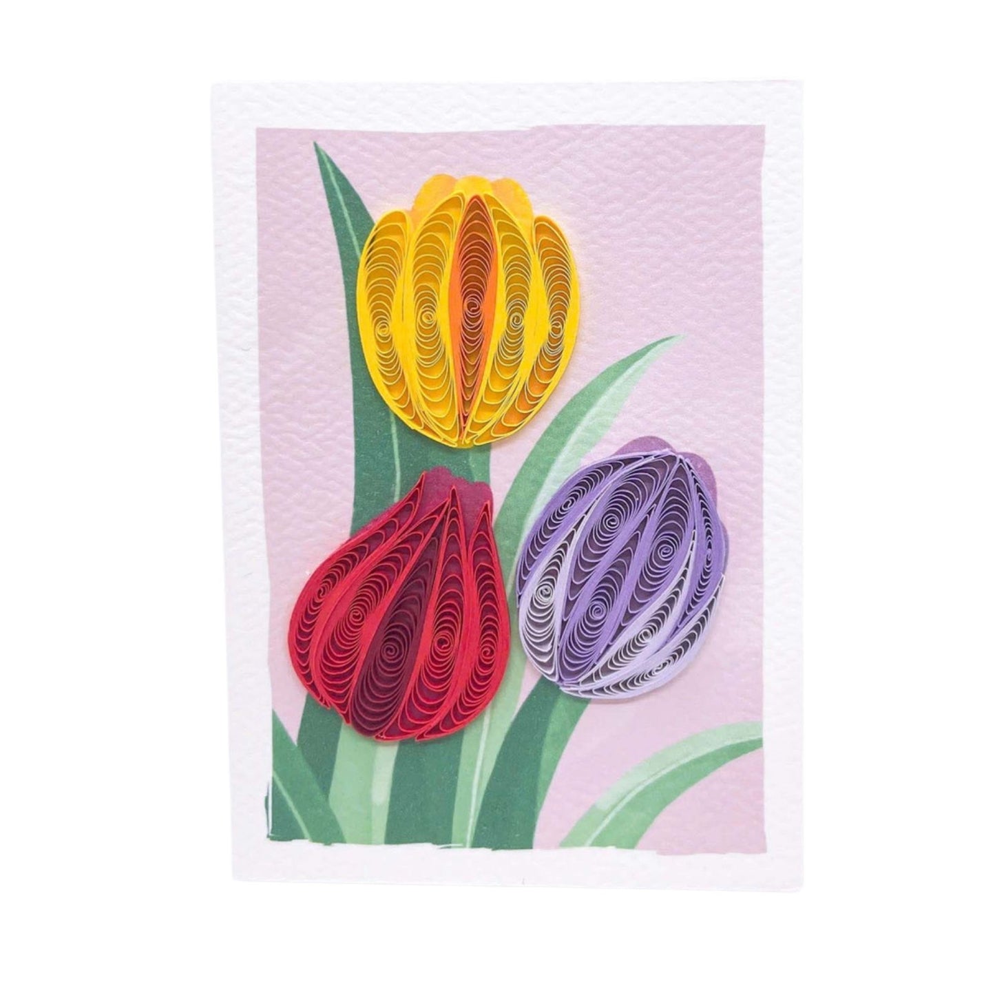 Origamo Colourful Tulips Mini Quilled Handmade Greeting Card For Any Occasion