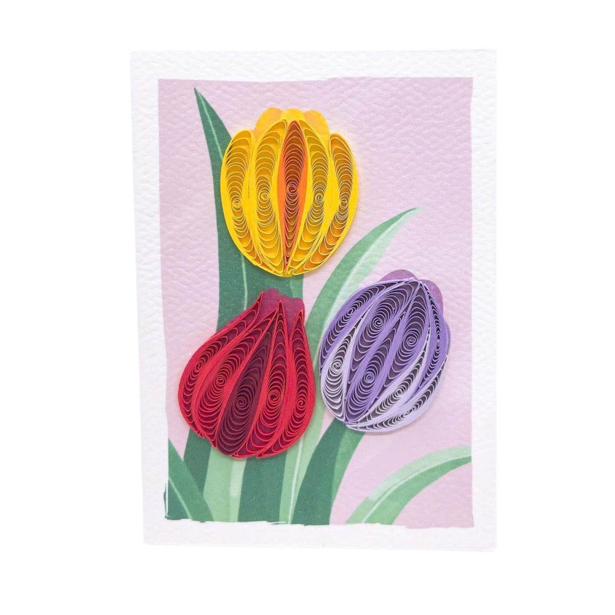 Origamo Colourful Tulips Mini Quilled Handmade Greeting Card For Any Occasion
