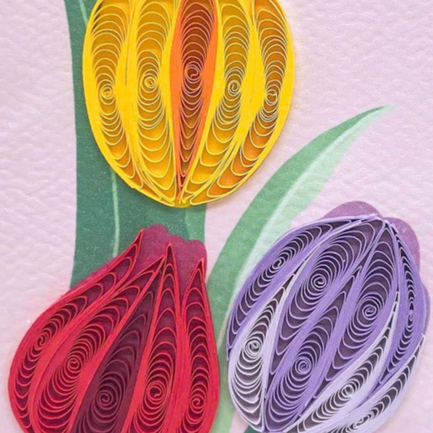 Origamo Colourful Tulips Mini Quilled Handmade Greeting Card For Any Occasion