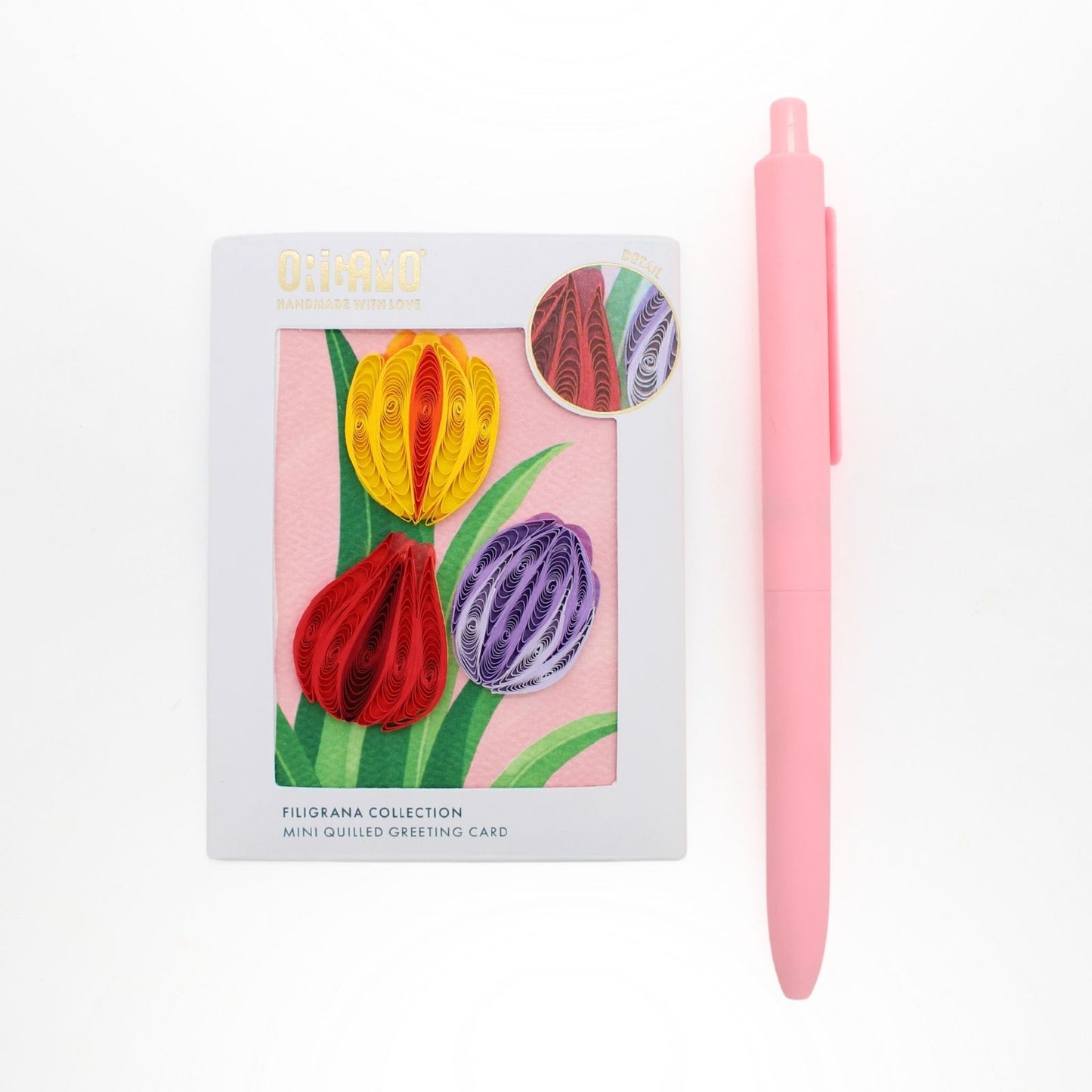 Origamo Colourful Tulips Mini Quilled Handmade Greeting Card For Any Occasion