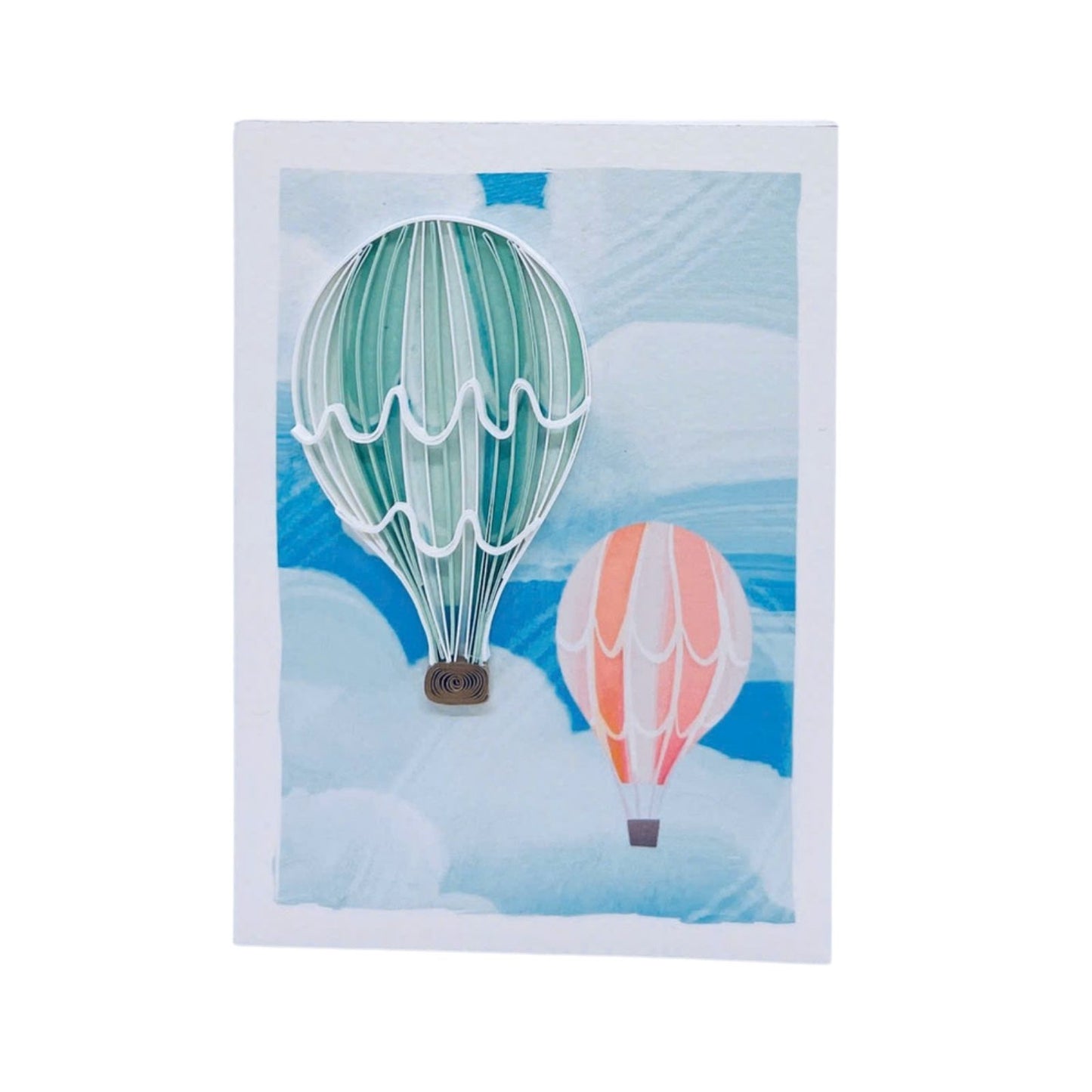 Origamo Hot Air Balloons Mini Quilled Handmade Greeting Card For Any Occasion