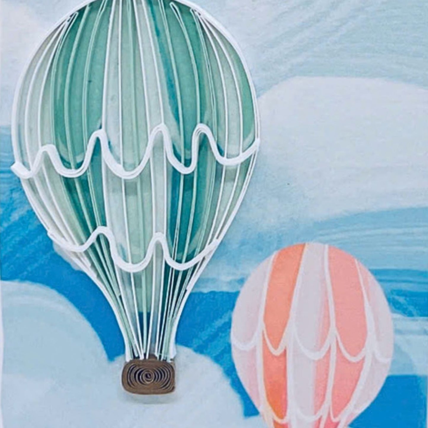 Origamo Hot Air Balloons Mini Quilled Handmade Greeting Card For Any Occasion