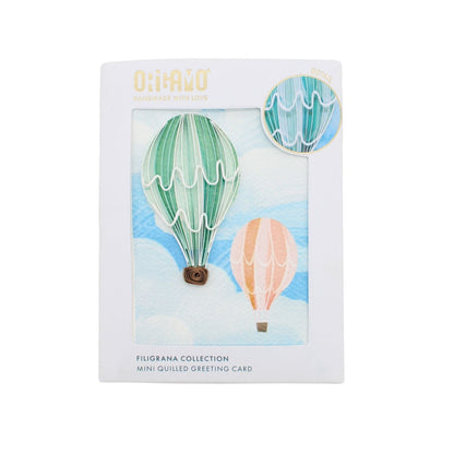Origamo Hot Air Balloons Mini Quilled Handmade Greeting Card For Any Occasion