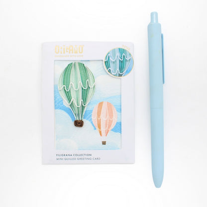 Origamo Hot Air Balloons Mini Quilled Handmade Greeting Card For Any Occasion