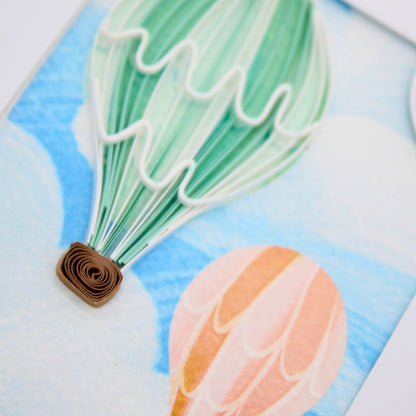 Origamo Hot Air Balloons Mini Quilled Handmade Greeting Card For Any Occasion