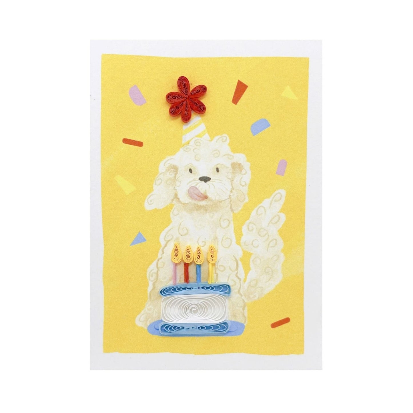 Origamo Birthday Dog & Cake Mini Quilled Handmade Greeting Card