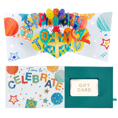 Pop Up Birthday Card With Gift Card Holder Time To Celebrate Card & Gift Idea