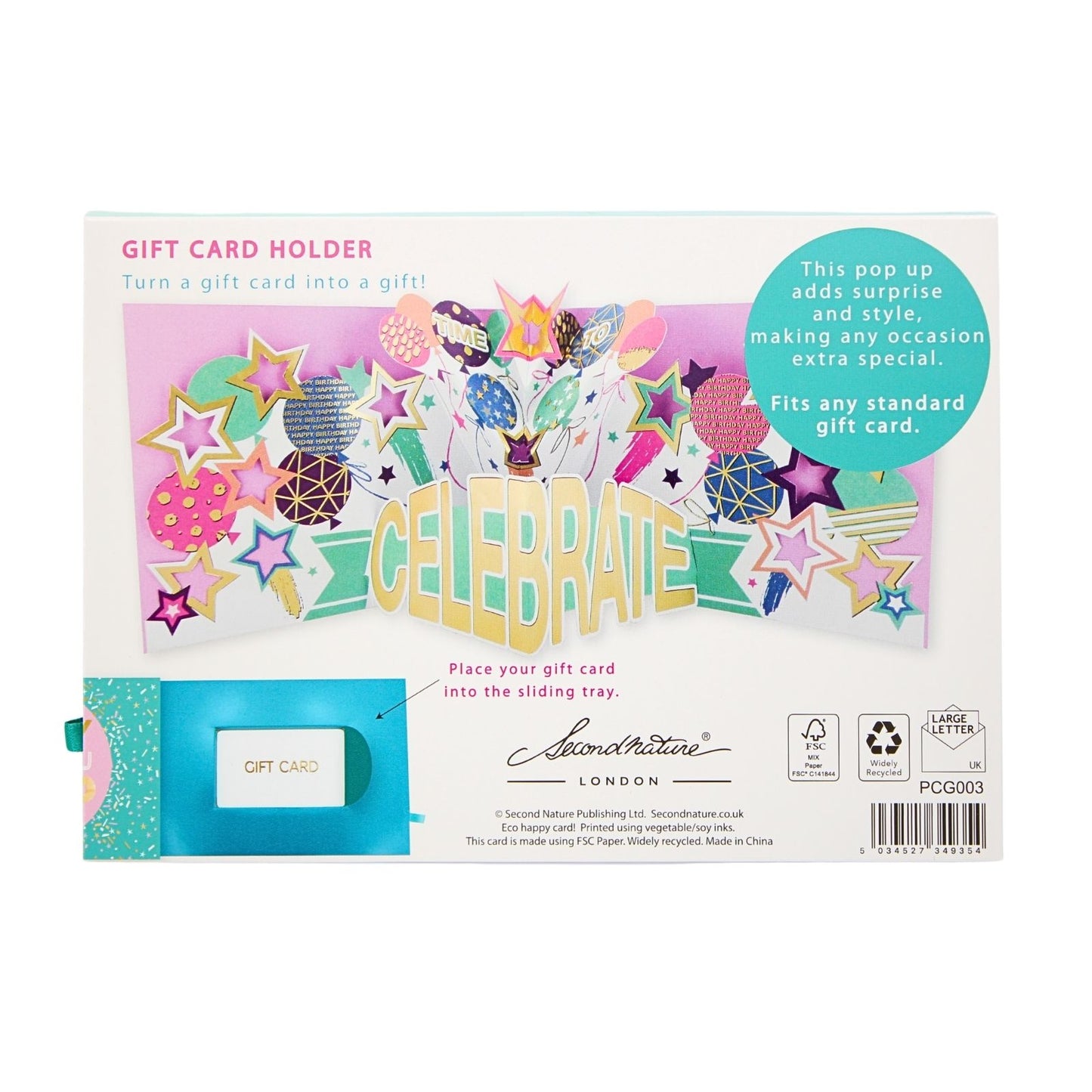 Pop Up Birthday Card With Gift Card Holder Party Time Card & Gift Idea