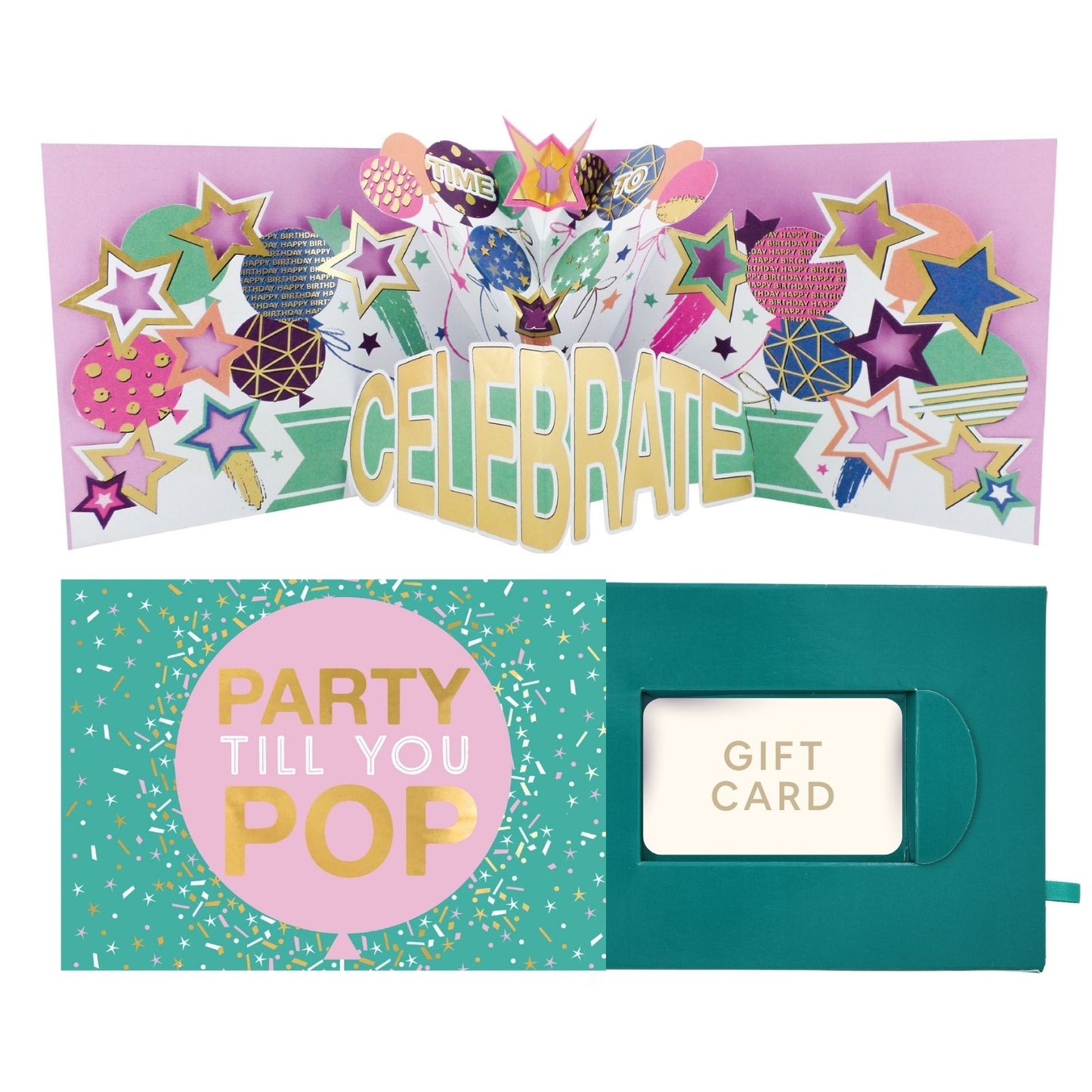Pop Up Birthday Card With Gift Card Holder Party Time Card & Gift Idea