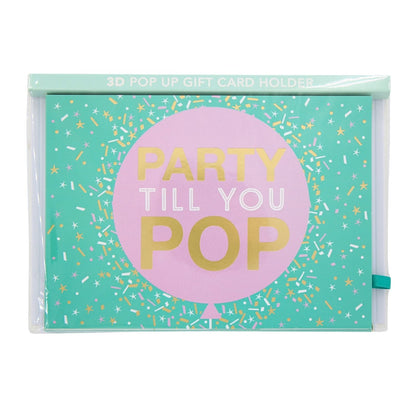 Pop Up Birthday Card With Gift Card Holder Party Time Card & Gift Idea