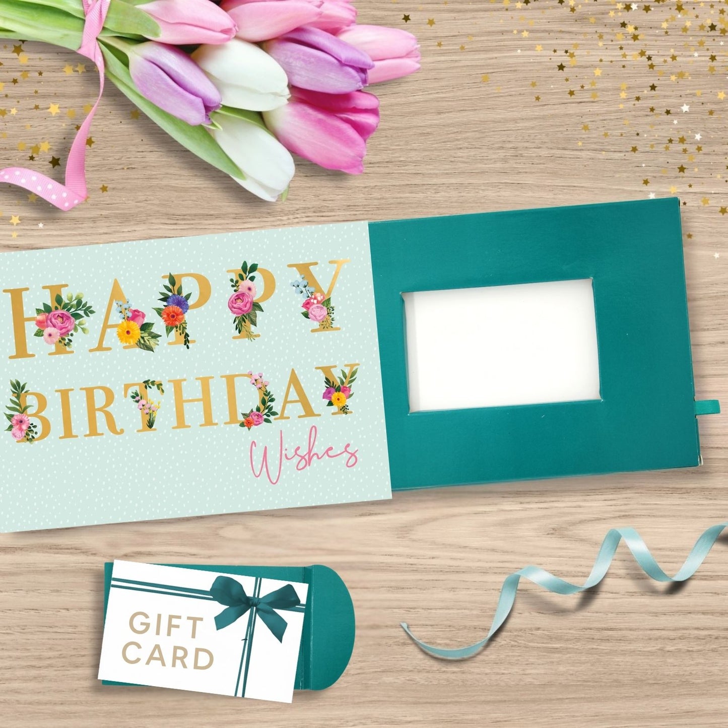 Pop Up Birthday Card With Gift Card Holder Floral Wishes Card & Gift Idea