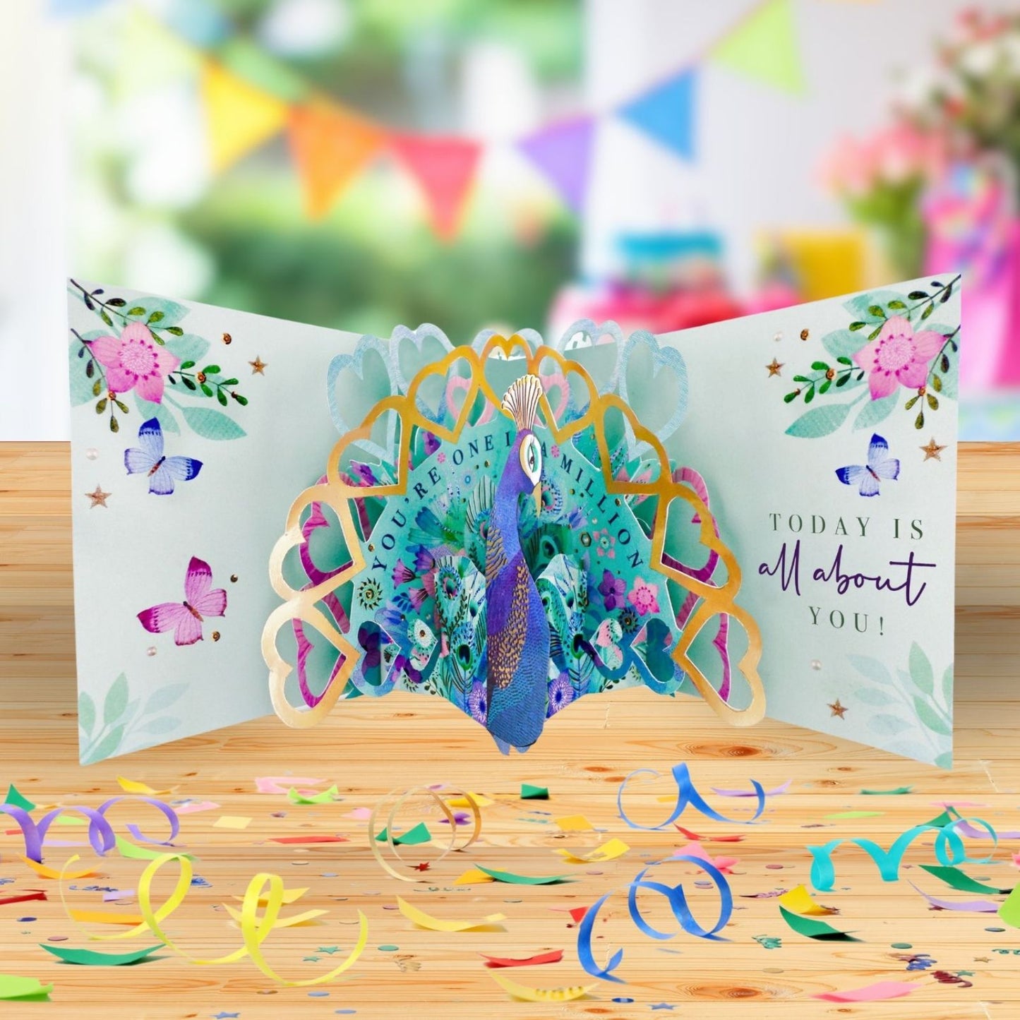 Pop Up Birthday Card With Gift Card Holder Pretty Peacock Card & Gift Idea