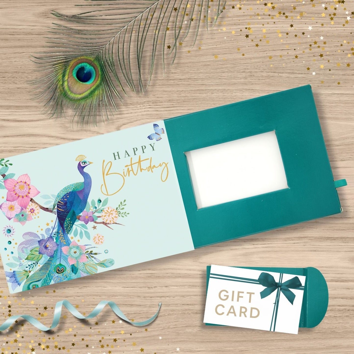 Pop Up Birthday Card With Gift Card Holder Pretty Peacock Card & Gift Idea