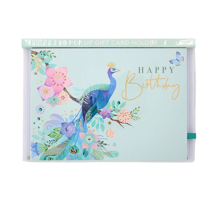 Pop Up Birthday Card With Gift Card Holder Pretty Peacock Card & Gift Idea
