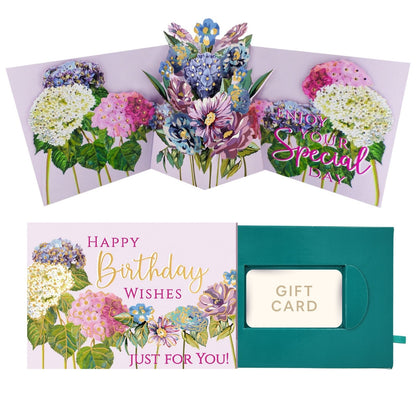 Pop Up Birthday Card With Gift Card Holder Blooming Wishes Card & Gift Idea
