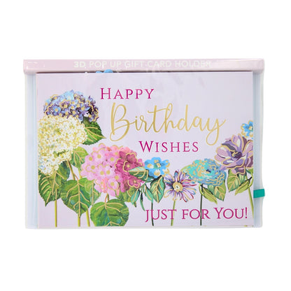 Pop Up Birthday Card With Gift Card Holder Blooming Wishes Card & Gift Idea