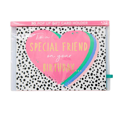 Pop Up Birthday Card With Gift Card Holder Special Friend Card & Gift Idea