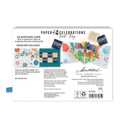 Celebration Pop Up Birthday Card With Chocolate Treat Tray Surprise Card & Gift