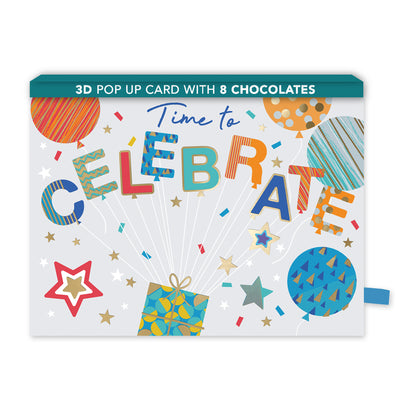 Celebration Pop Up Birthday Card With Chocolate Treat Tray Surprise Card & Gift