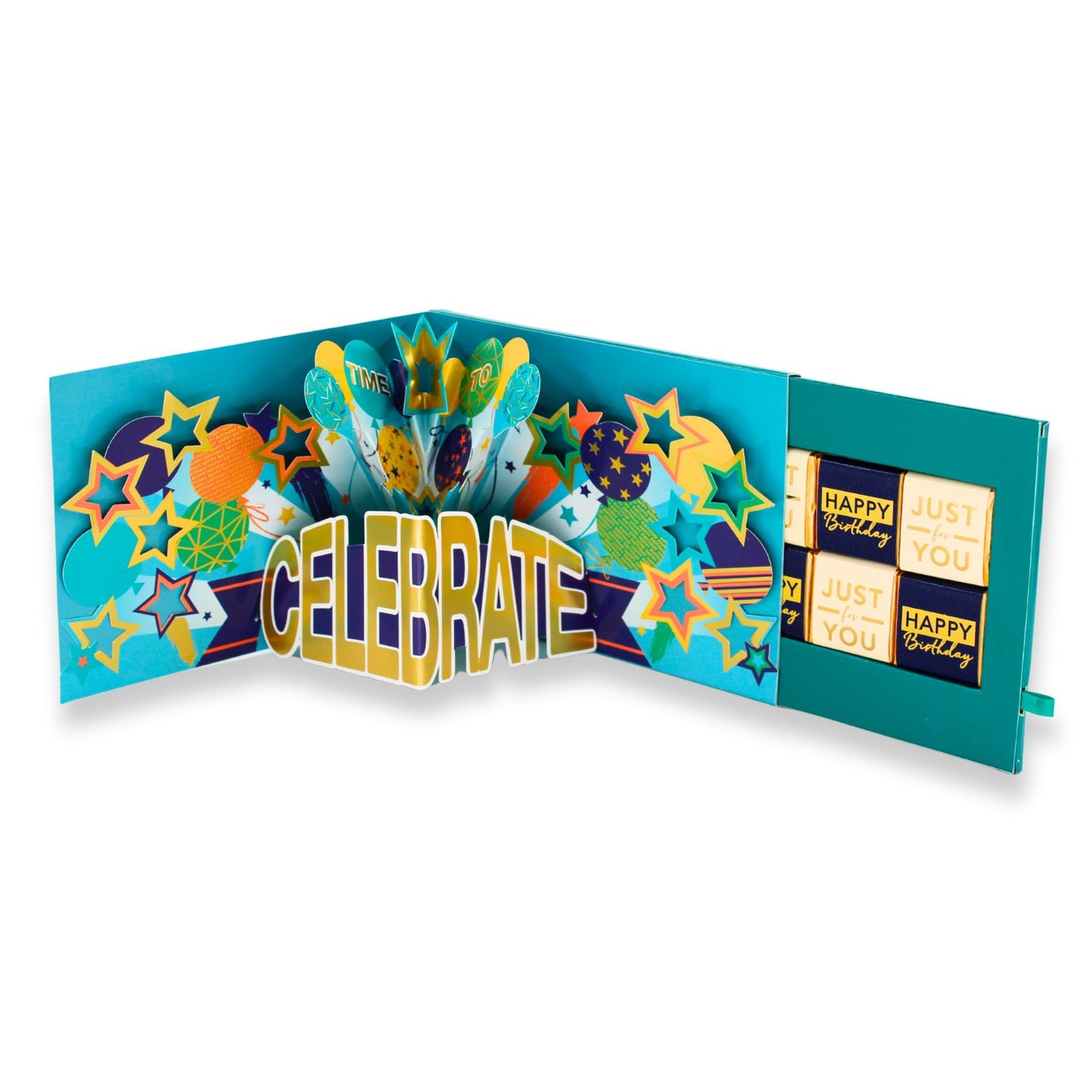 Balloon Pop Up Birthday Card With Chocolate Treat Tray Surprise Card & Gift