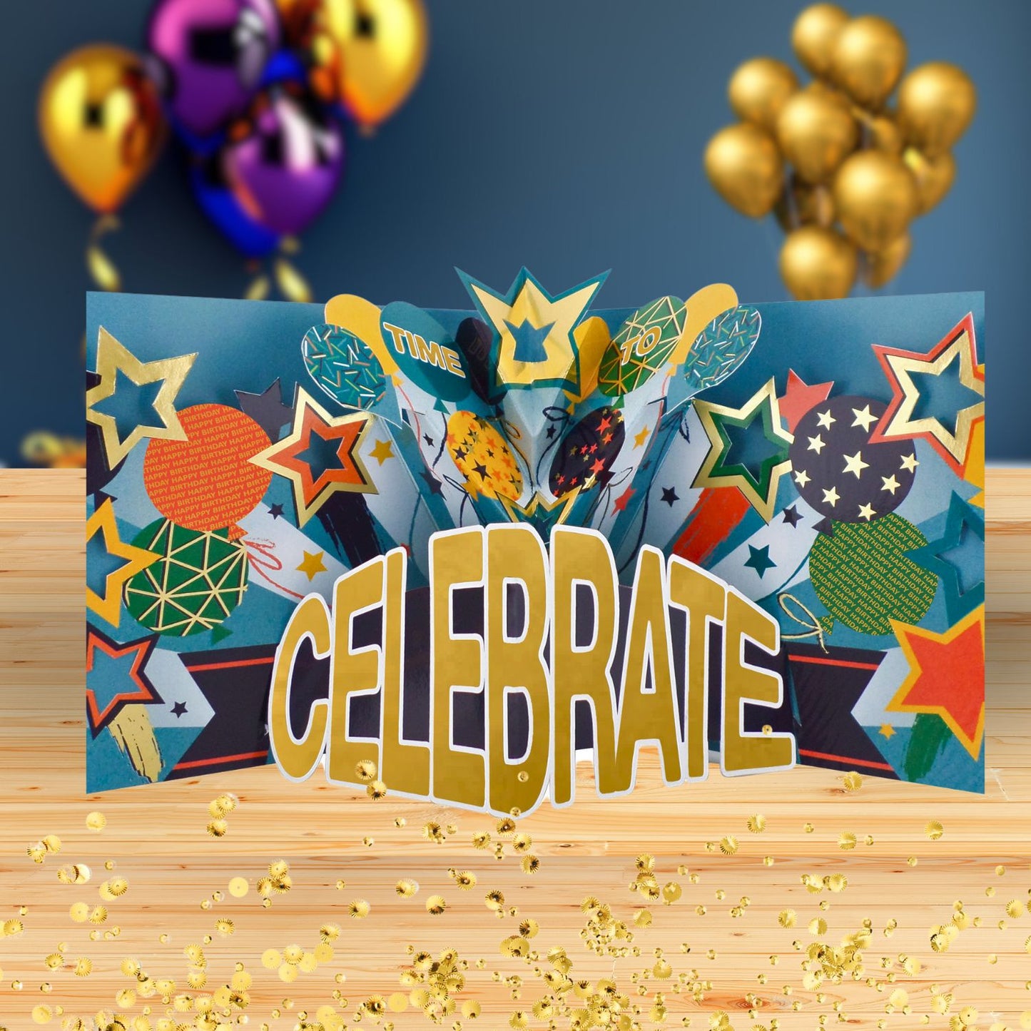 Balloon Pop Up Birthday Card With Chocolate Treat Tray Surprise Card & Gift