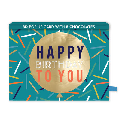 Balloon Pop Up Birthday Card With Chocolate Treat Tray Surprise Card & Gift