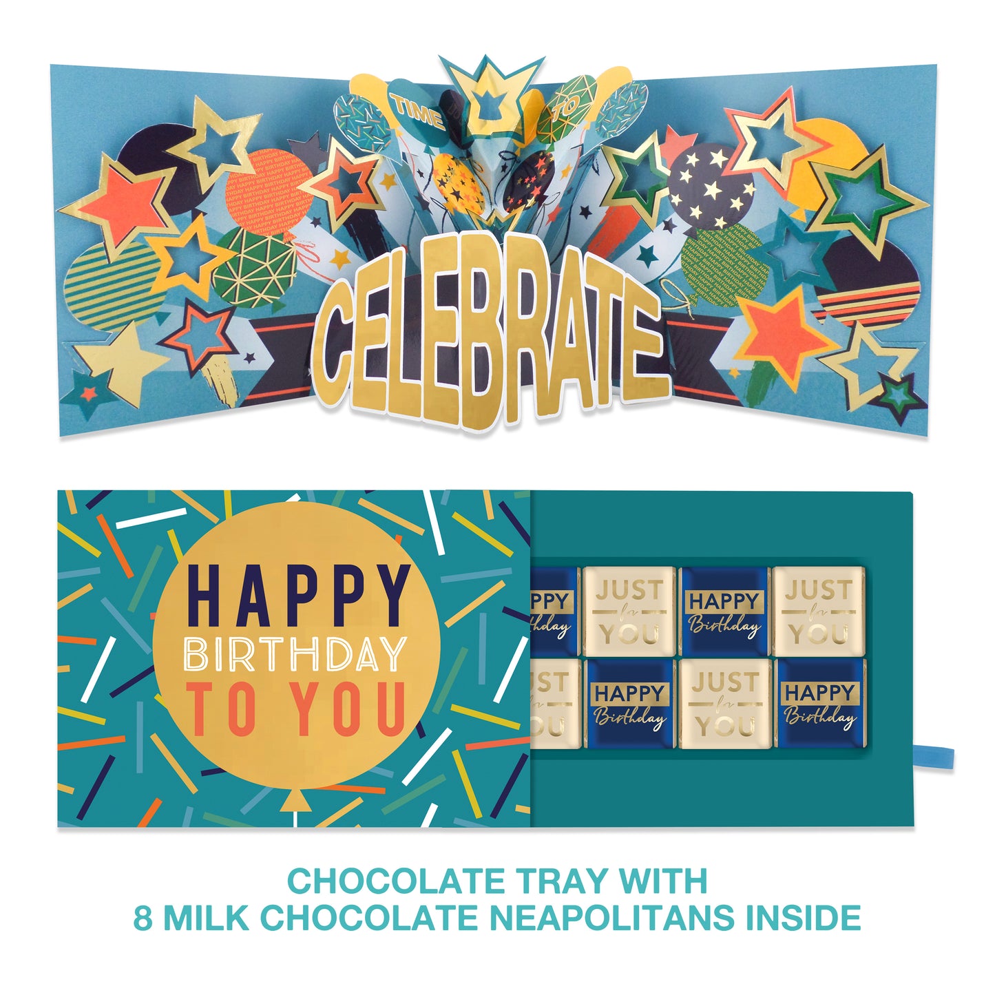 Balloon Pop Up Birthday Card With Chocolate Treat Tray Surprise Card & Gift