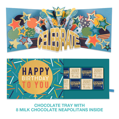 Balloon Pop Up Birthday Card With Chocolate Treat Tray Surprise Card & Gift