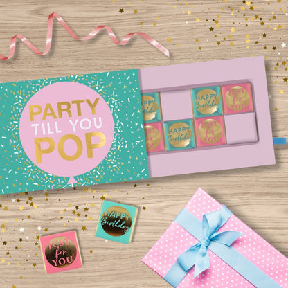 Party Time Pop Up Birthday Card With Chocolate Treat Tray Surprise Card & Gift