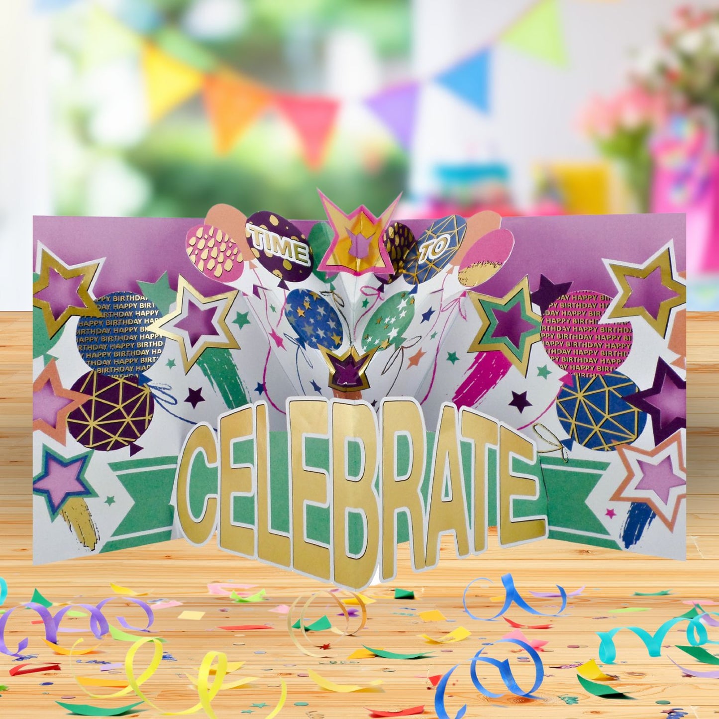 Party Time Pop Up Birthday Card With Chocolate Treat Tray Surprise Card & Gift