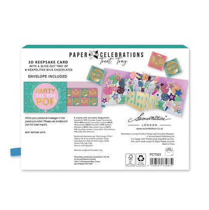 Party Time Pop Up Birthday Card With Chocolate Treat Tray Surprise Card & Gift