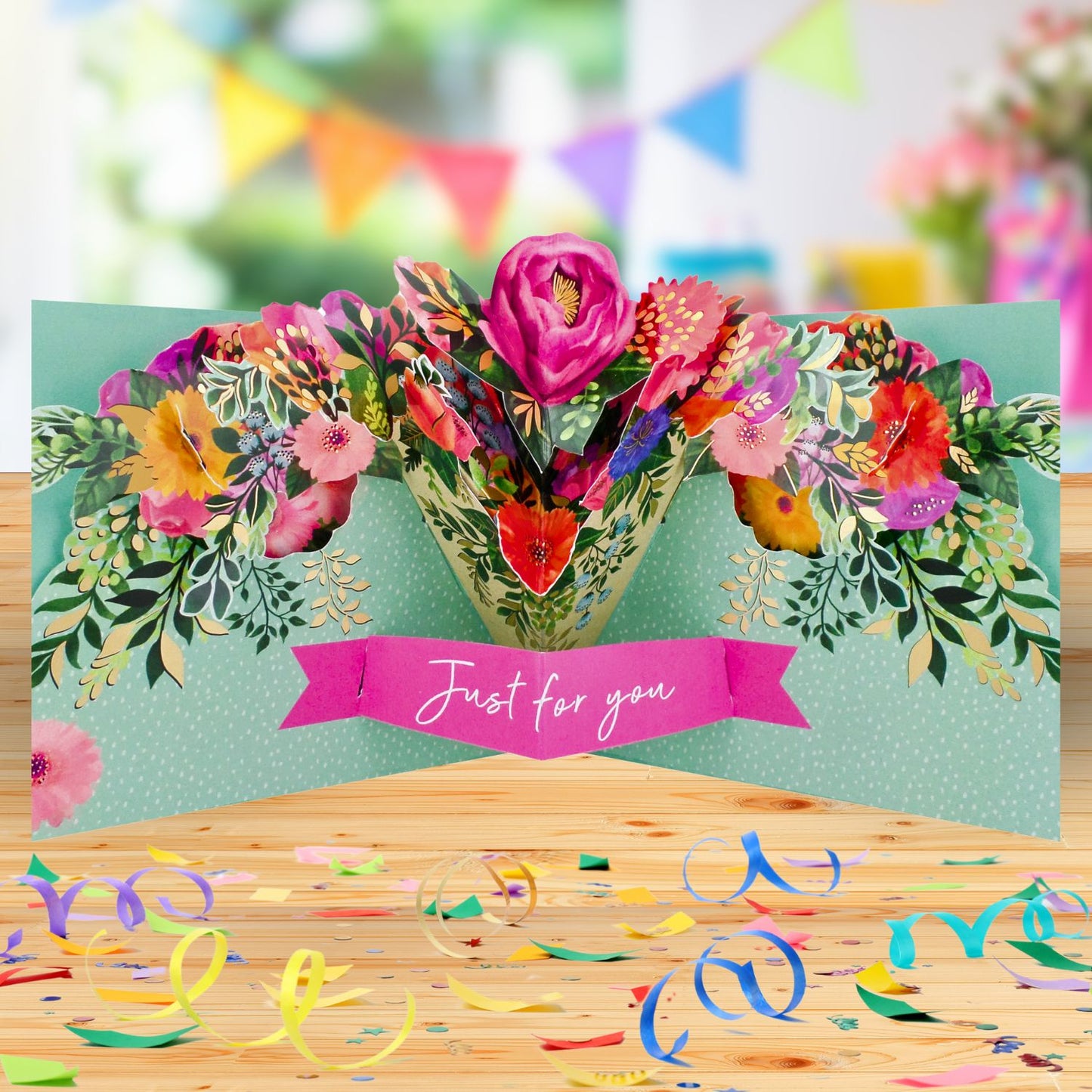 Floral Pop Up Birthday Card With Chocolate Treat Tray Surprise Card & Gift
