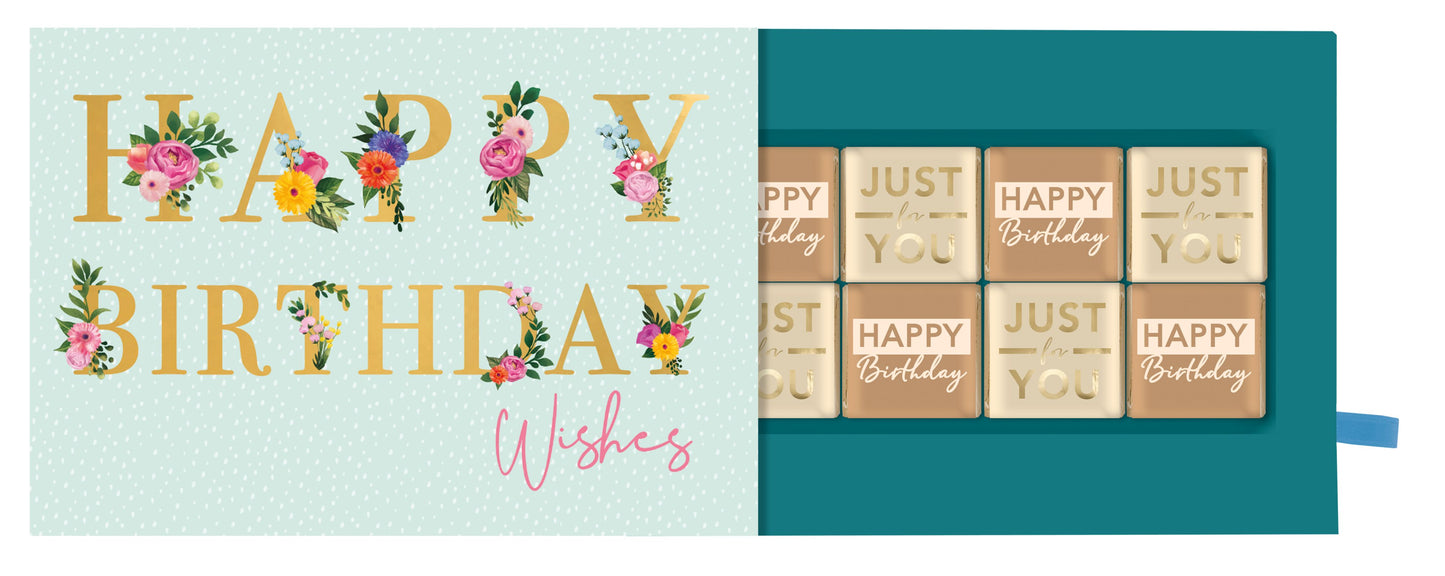 Floral Pop Up Birthday Card With Chocolate Treat Tray Surprise Card & Gift