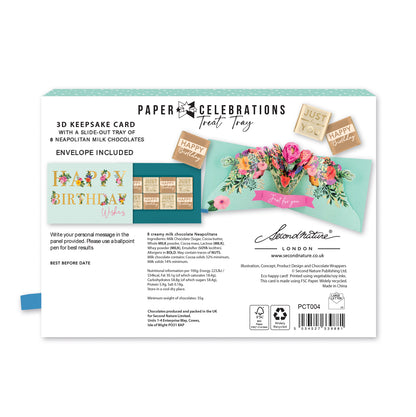 Floral Pop Up Birthday Card With Chocolate Treat Tray Surprise Card & Gift