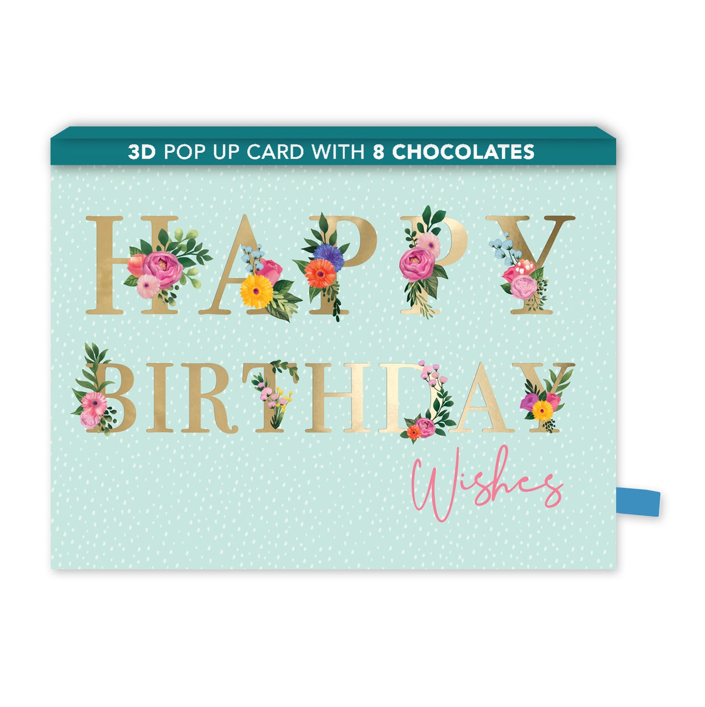 Floral Pop Up Birthday Card With Chocolate Treat Tray Surprise Card & Gift