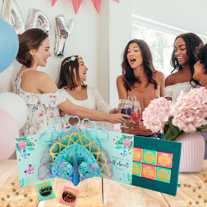 Peacock Pop Up Birthday Card With Chocolate Treat Tray Surprise Card & Gift
