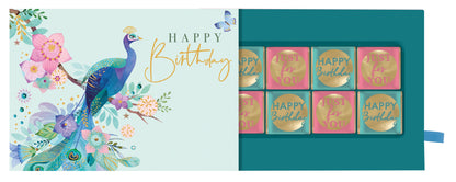 Peacock Pop Up Birthday Card With Chocolate Treat Tray Surprise Card & Gift